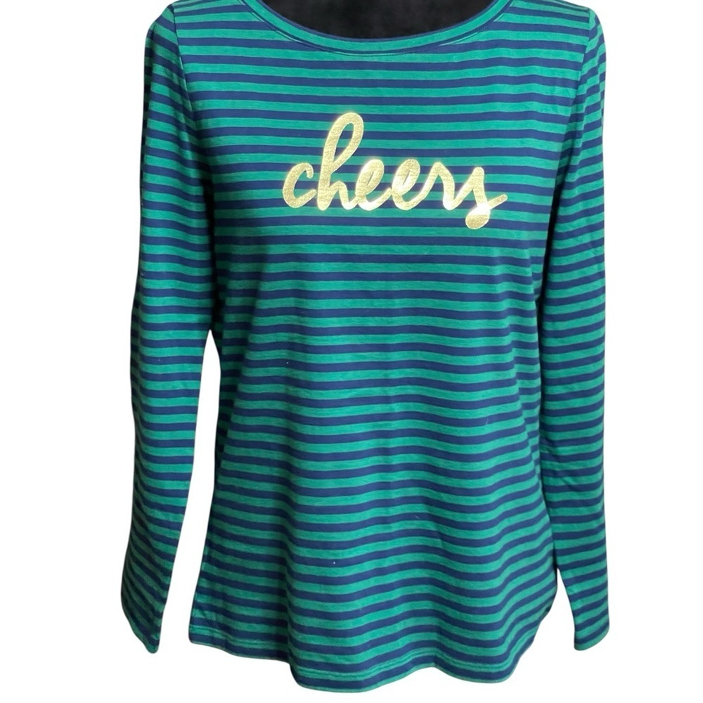 TALBOTS  HOLIDAY STRIPED TOP SZ MP EUC